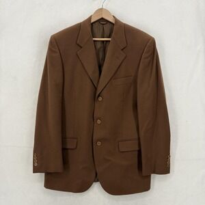 Flying Cross Blazer Mens 40R Brown Wool Cashmere Sport Coat Made Italy 3 Button